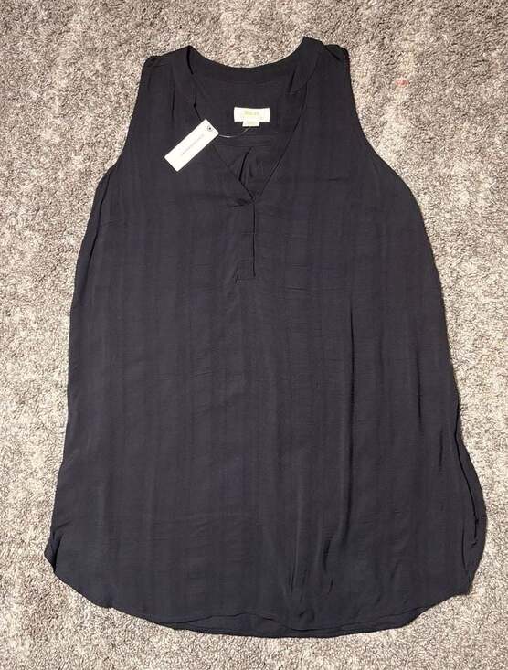 Maeve Tops - Maeve‎ Women's Black Sleeveless V-Neck Textured Tank Top
